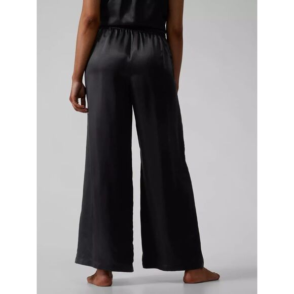 Athleta Calm Cool Wide Leg Satin Pants Black NWT Size Small - Picture 2 of 5